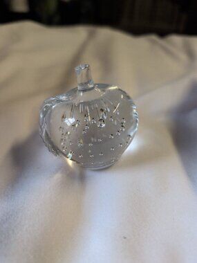 Glass Apple Paperweight with Bubble Design - 25% Off When You Bundle 5+ Items!